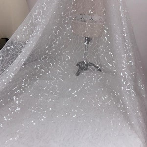 59 &quot;breiter Pailletten-Spitzenstoff, funkelnder Pailletten-Tüll-Spitzenstoff, Pailletten-Netz-Mesh-Gewebe für Kleid, Tanz-Abschlussball, Illusionskleid