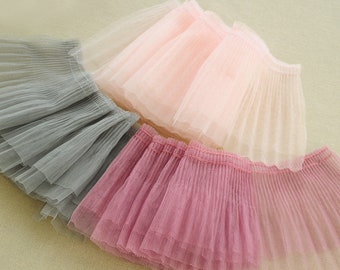 8 Colors Ruffle Lace Trim, Double Layers Mesh Lace Trim, Ruffle Tulle Lace, Pleated Lace for Tutu Dress, Doll Dress, Cake Dress, Headband