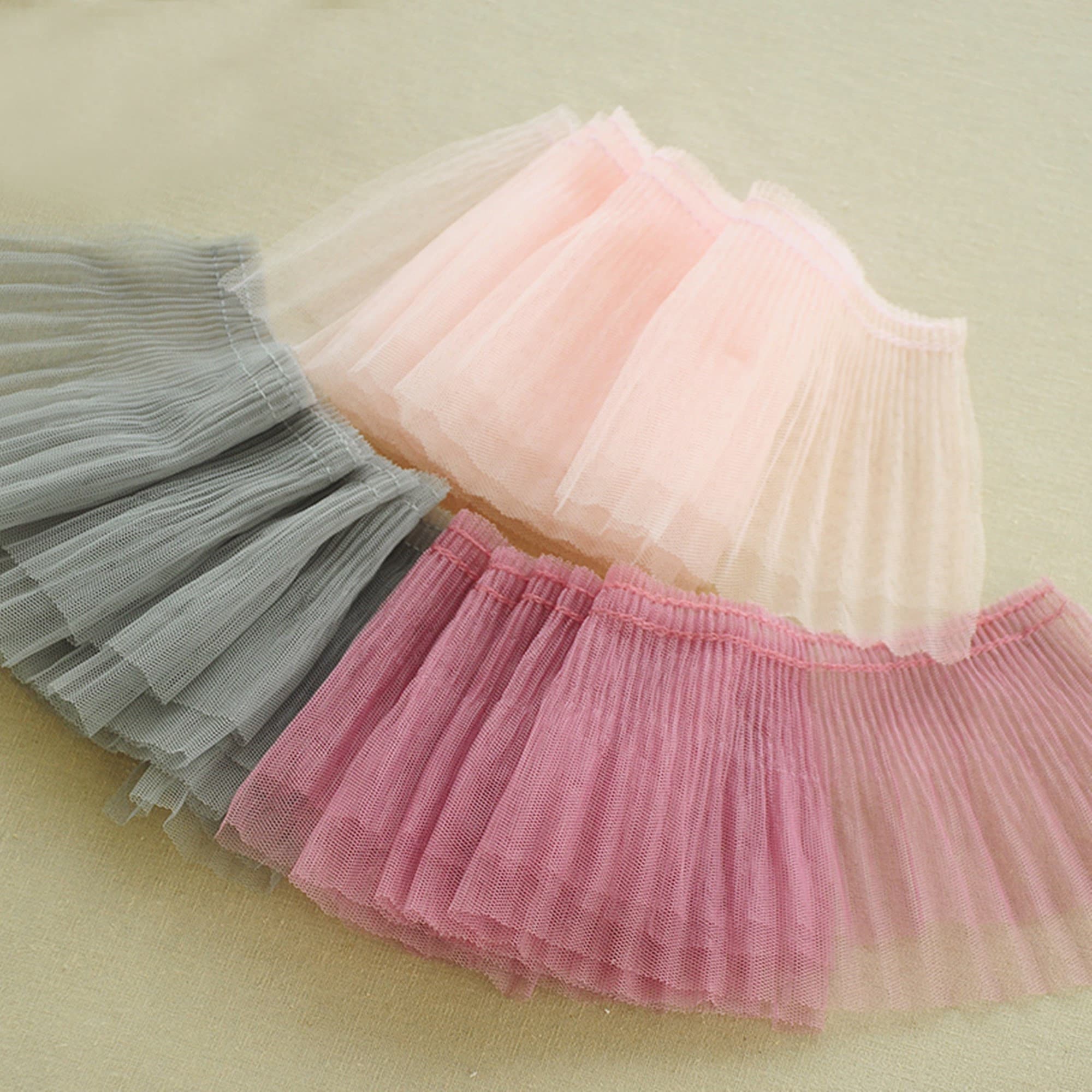 8 Colors Ruffle Lace Trim, Double Layers Mesh Lace Trim, Ruffle Tulle Lace, Pleated Lace for Tutu Dress, Doll Dress, Cake Dress, Headband