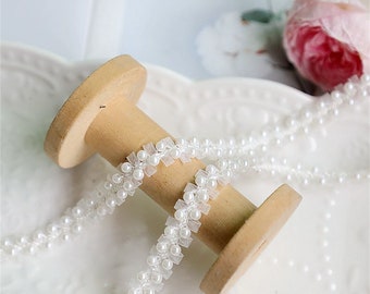 Exquisite Pearl Beaded Trim, Pearl Lace Trim, Beading Trim, Pearl Ribbon for Headband, Sash, Bridal Belt, Strap, By the Yard