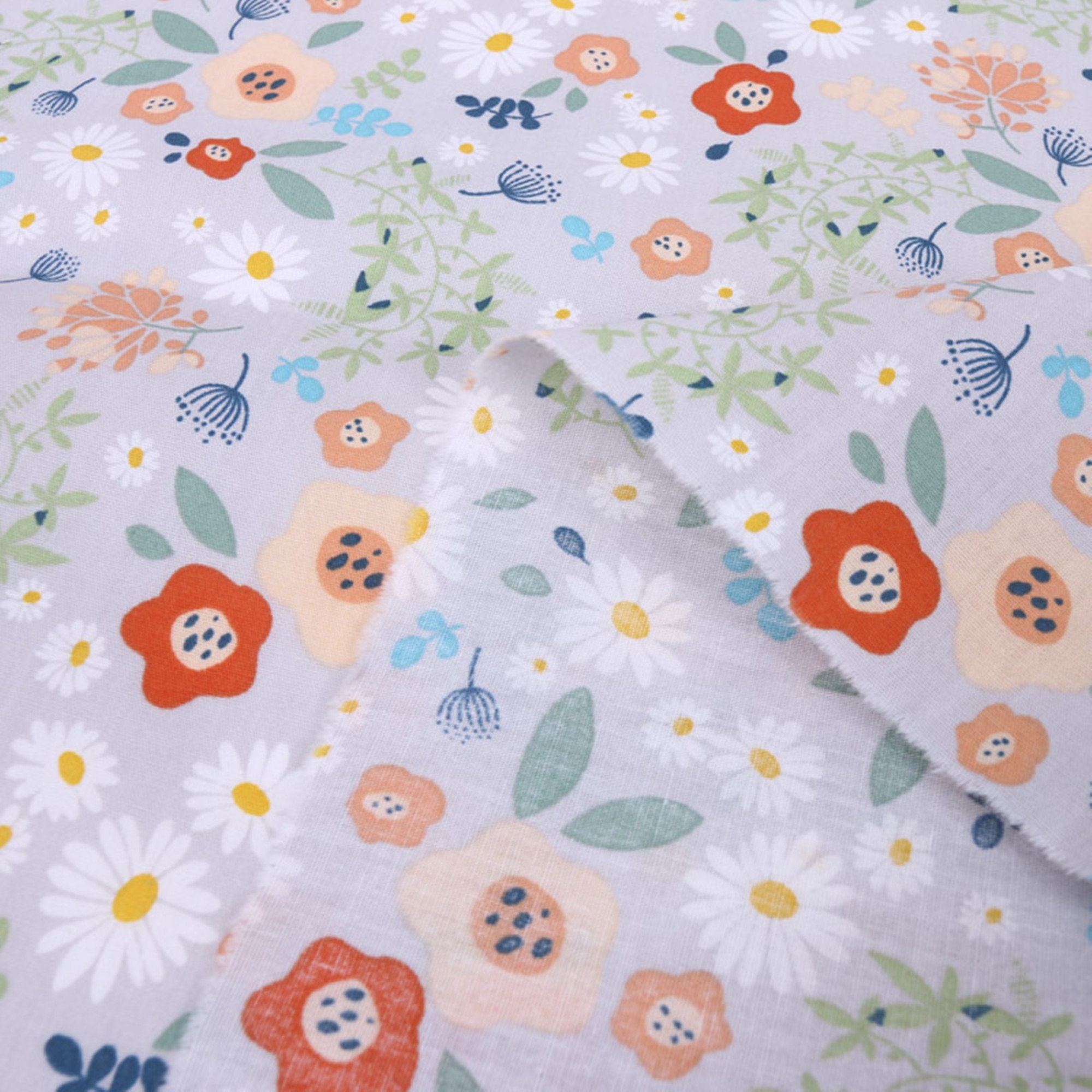 Floral Cotton Fabric Colorful Flowers Fabric Quilting Etsy