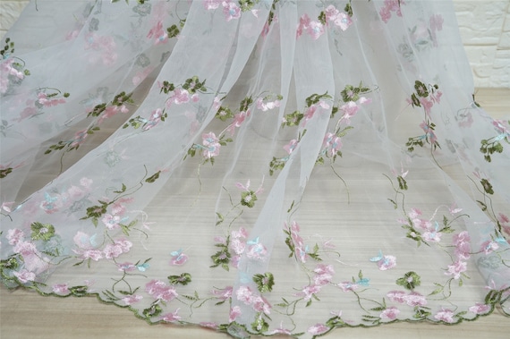 flower embroidered mesh