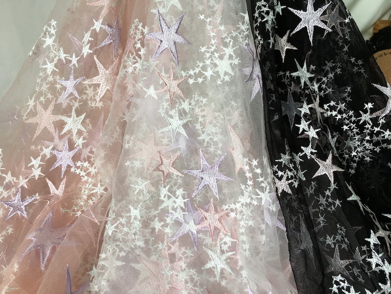 Textile Star Star Embroidery Tulle Lace Fabric, Star Pattern Lace Fabric for ...