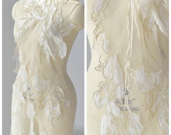 luxury Gold Embroidered Lace Applique,Elegant Embroidered Mesh Applique For Wedding Dress, Wedding Hairband, Skirts Decoration
