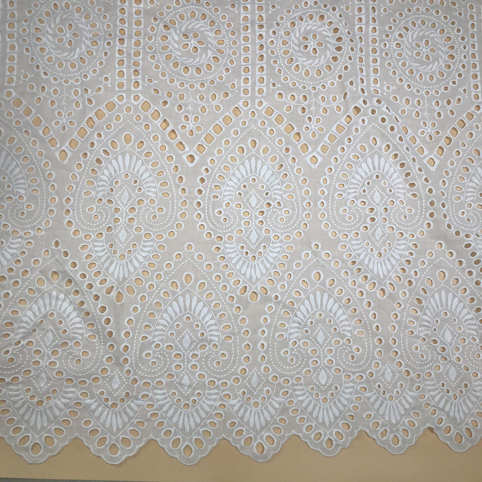 Retro Eyelet Cotton Lace Fabric Off white Cotton Fabric with | Etsy