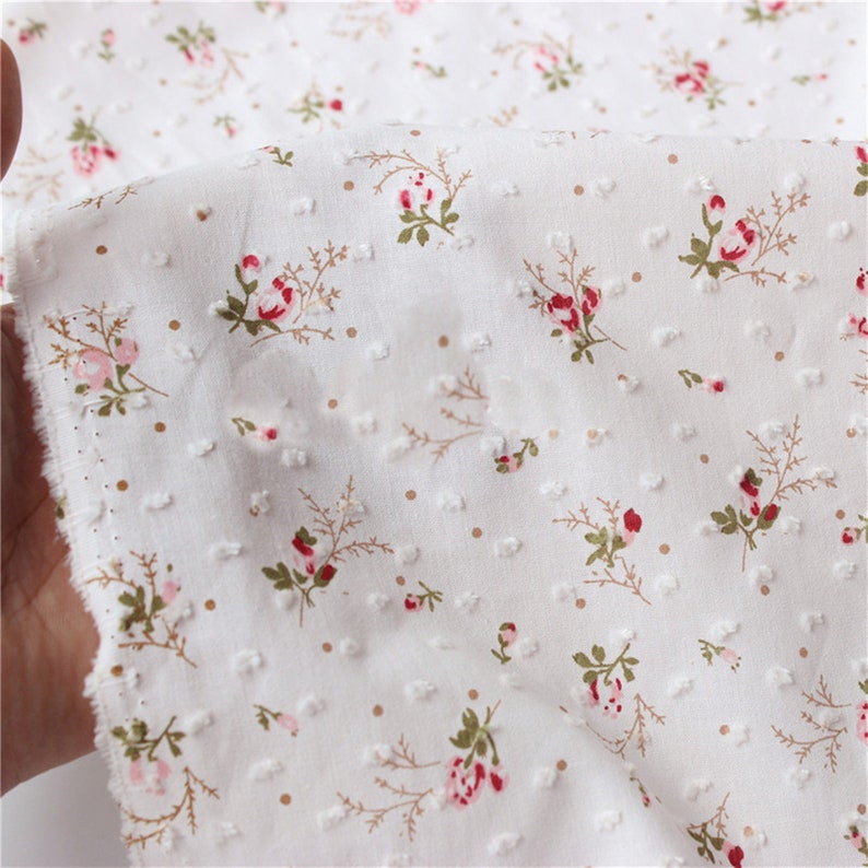 Exquisite Small Flowers Print Cotton Fabric With 3D Polka - Etsy