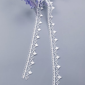 0,79 "/ 2 cm breite Spitzenbesatz, ausgehöhlte Raute geometrische Stickerei Spitzenbesatz für Brautkleid Schleier, Manschetten, Spitzenhalsband, Kostüme