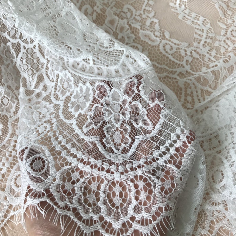 Vintage off White Chantilly Lace Fabric Scallop Edge Eyelash - Etsy