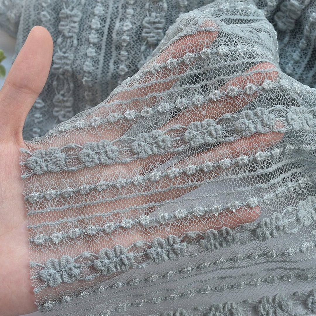 Soft Embroidered Floral Lace Fabric, Stretchy Tulle Lace Fabric, Dress ...