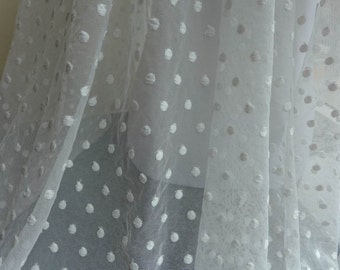 White Polka Dot Fabric Wedding Polka Dotted Tulle Lace Fabric for Bridal Veils, Tutu Dress, Wedding ceremony, Home decor