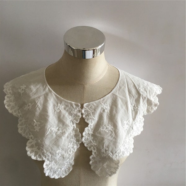 Col en dentelle de coton, paire d'appliques de col en dentelle de coton rétro, faux col, couture de col en dentelle pour robe lolita, chemise, chemisier de mariée, déco