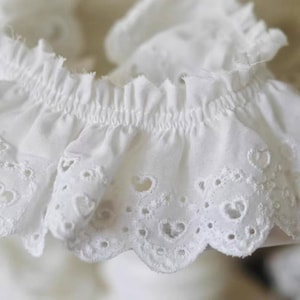 Precioso adorno de algodón con volantes bordados con forma de corazón hueco para disfraces de baile, vestidos de niña, faldas, cosplay, cortinas de encaje, cintas para el pelo y costura.