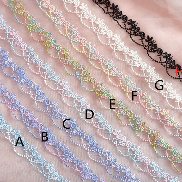 2 Yards delicate colorful floral lace trim venice guipure lace trim for bridal gown lace, wedding dress, veil lace, lace garter