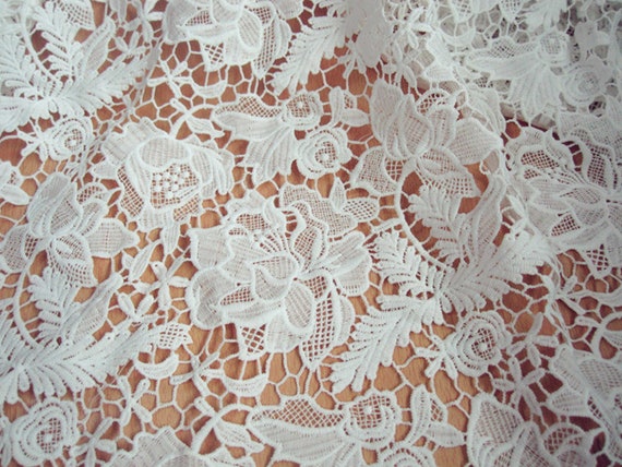 Off White Lace Fabric With Retro Floral Pattern, Bridal Lace Fabric,guipure  Lace Fabric, Crochet Lace Fabric, Venise Lace Fabric -  Canada