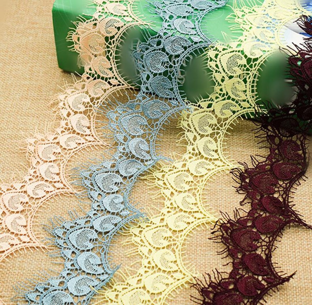Lovely Colorful Chantilly Lace Trim, Eyelash Lace Trim for Dresses ...