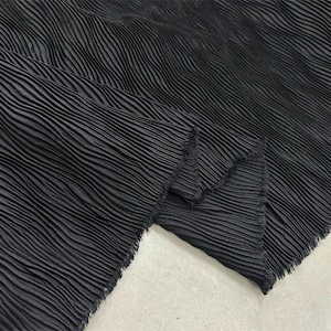 Black Ruffle Chiffon Fabric, Pleated Chiffon Lace Fabric for Simple Dress, Tops, Home Decor, Upholstery Fabric, Crafts Sewing