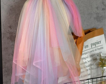 Tissu ombré, tulle dégradé, tissu en dentelle à mailles de couleur arc-en-ciel, tissu en dentelle de tulle pour mariée