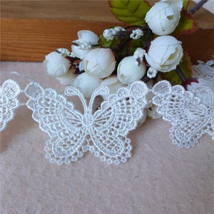 Exquisite Butterfly Lace Applique Trim In White For DIY Home Party Decoration, Costume Design, Sewing Craft, Clothing Accessories