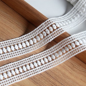 2 Yards weiße bestickte Baumwoll-Spitzenborte, Baumwoll-Spitzenborte für Nähzubehör Kostüm-Design
