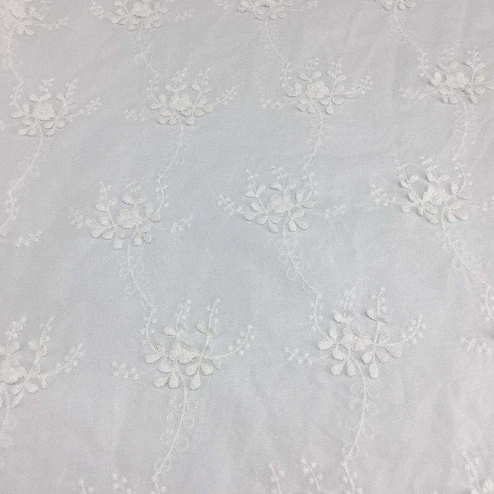 Cotton Lace Fabric With 3D Flowers Cotton Embroidered Lace Etsy