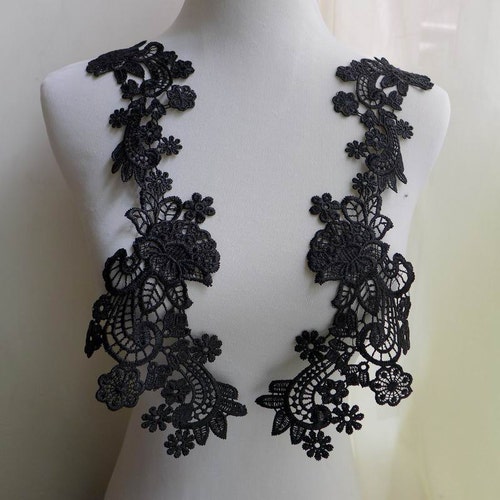 Black Venise Lace Applique for Wedding Lace Jewelry Gown - Etsy