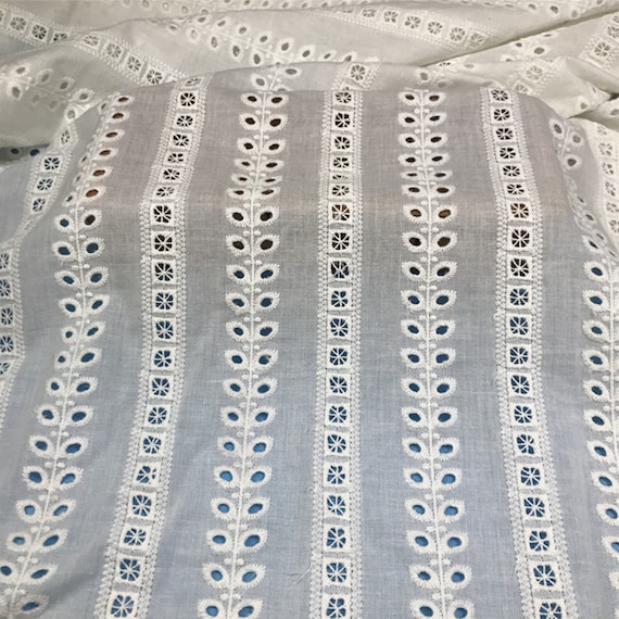 Eyelet Embroidery Cotton Stripe Lace Fabric Pure Cotton Etsy