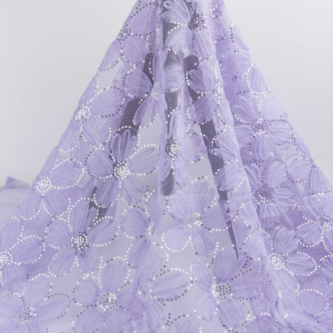 Lavender Floral Lace Fabric Chiffon Flower Lace Fabric with Etsy