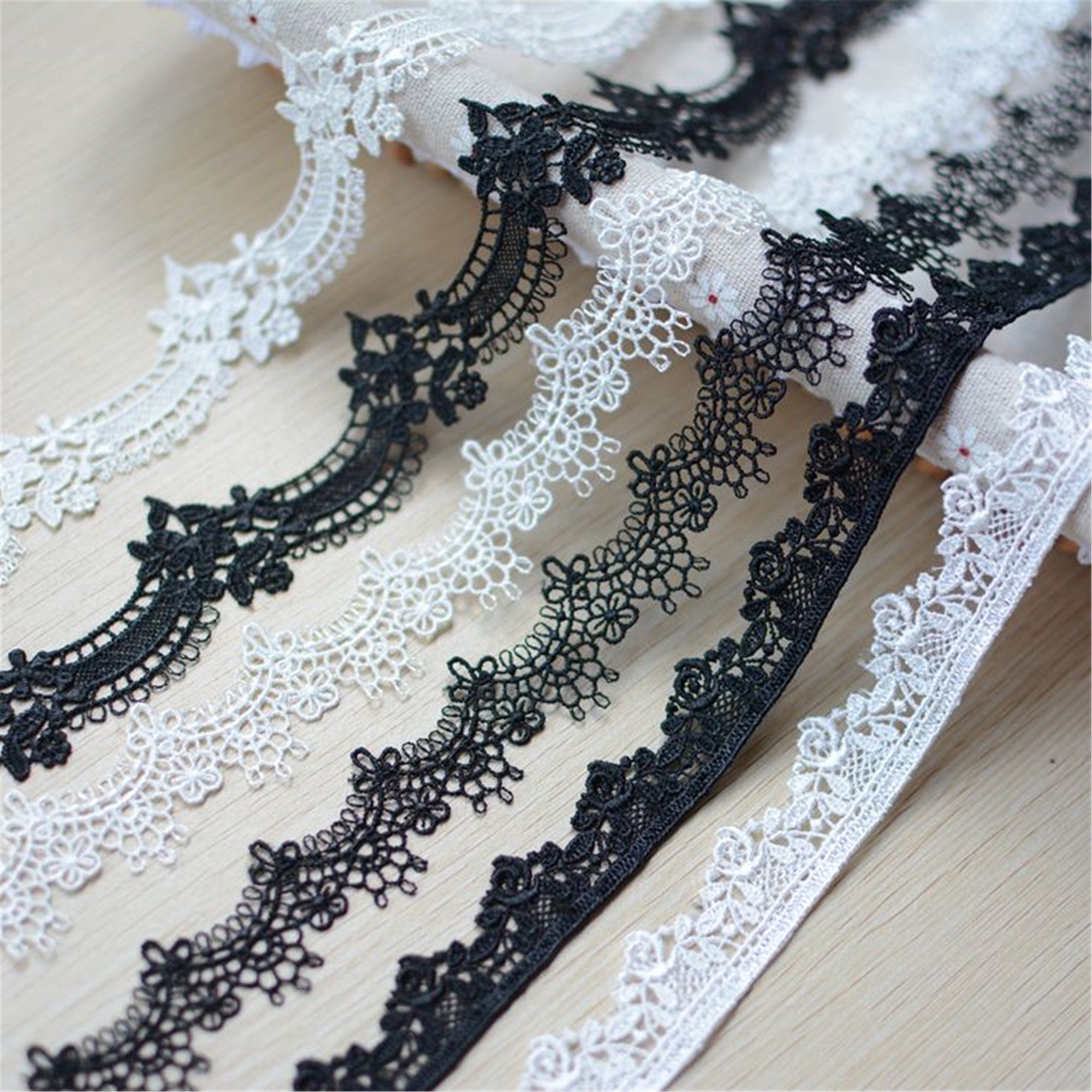 5 Yards Venice Lace Trim Wide Lace Ribbon Floral Embroidered - Temu