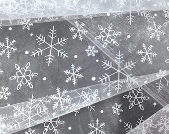 Lovely Snowflake Print Tulle Lace Fabric for Wedding Dress, Bridal Veils, Princess Dress, Ball Gown, Tulle Dress, Costumes, Christmas Decor
