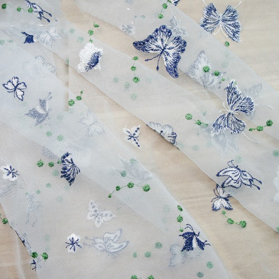 Colorful Butterfly Lace Fabric Butterfly Embroidery Mesh Lace | Etsy