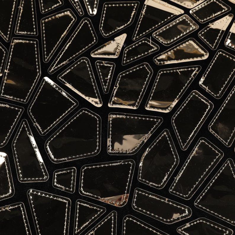 1 Yard Spiegel Silber Pailletten-Stoff, unregelmäßiger geometrischer Metallic-Stoff, Samt-Stoff, Modekleid-Stoff, Abschlussball-Partykleid-Stoff #4