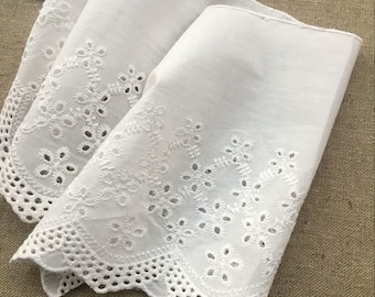 Elegant Off White Eyelet Cotton Lace Trim, Scalloped Cotton Trim For Wedding Dress, Baby Dress Sleeve, Skirt Hem, Bridesmaids Robes