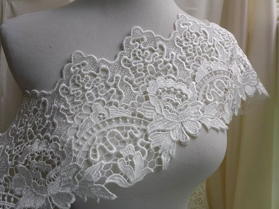 Wide Black Venise Lace Embroidered Guipure Lace Cutwork Lace Trim