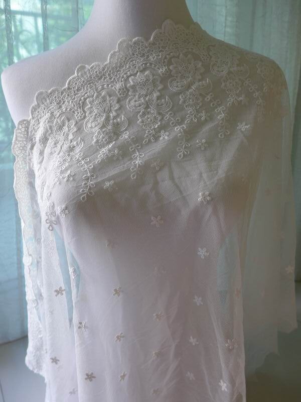 Graceful Embroidered Floral Tulle Lace Fabric in off White for - Etsy