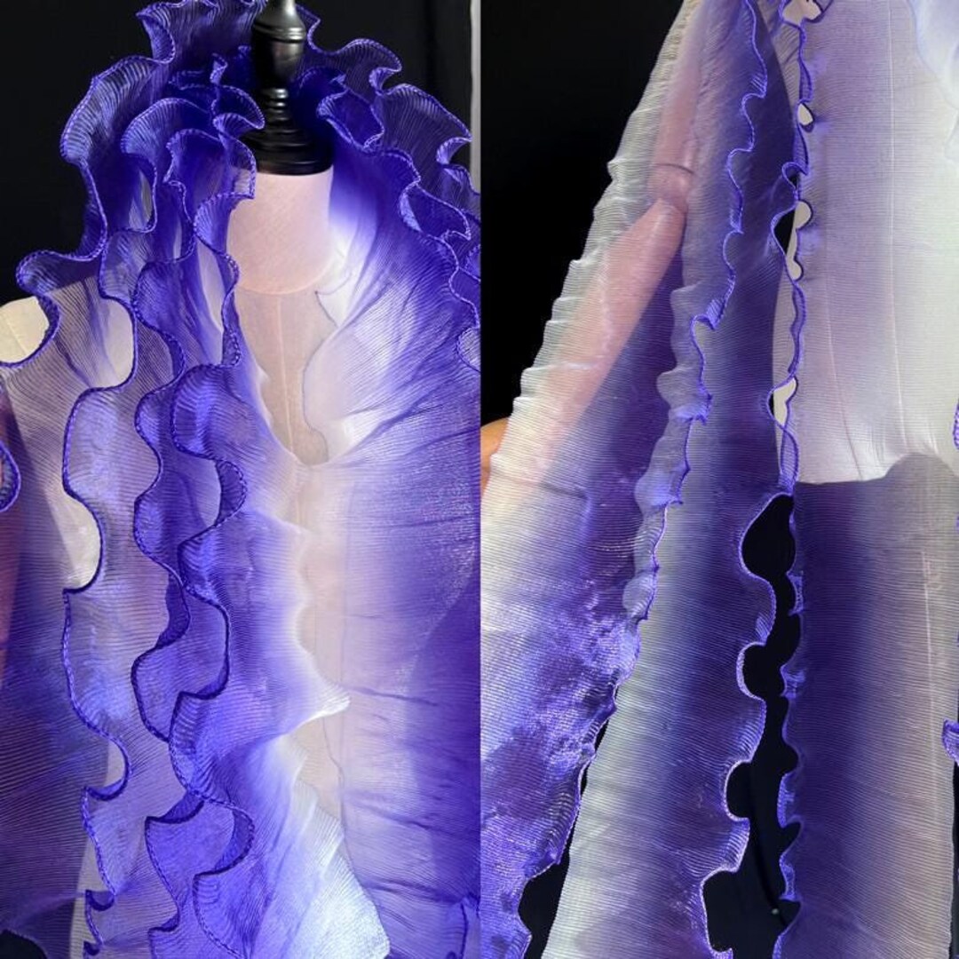 Chic Gradient Color Ruffled Trim, Large Pleated Organza Trim for Dance ...
