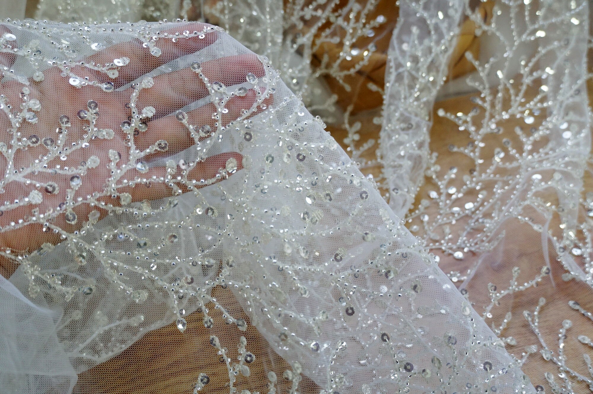 Luxury Heavy Beaded Sequins Lace Fabric Highend Beading Etsy