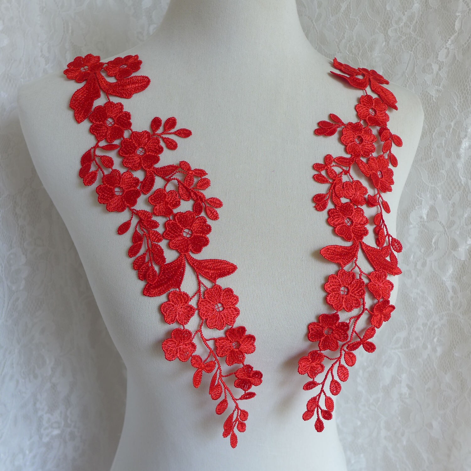 Off White Leaf Floral Trim Venice Crochet Lace Appliques Pair - Etsy