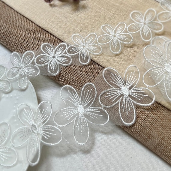 Nastro Pizzo Floreale Bianco 3 Metri - Trim Tessuto Per Craft E