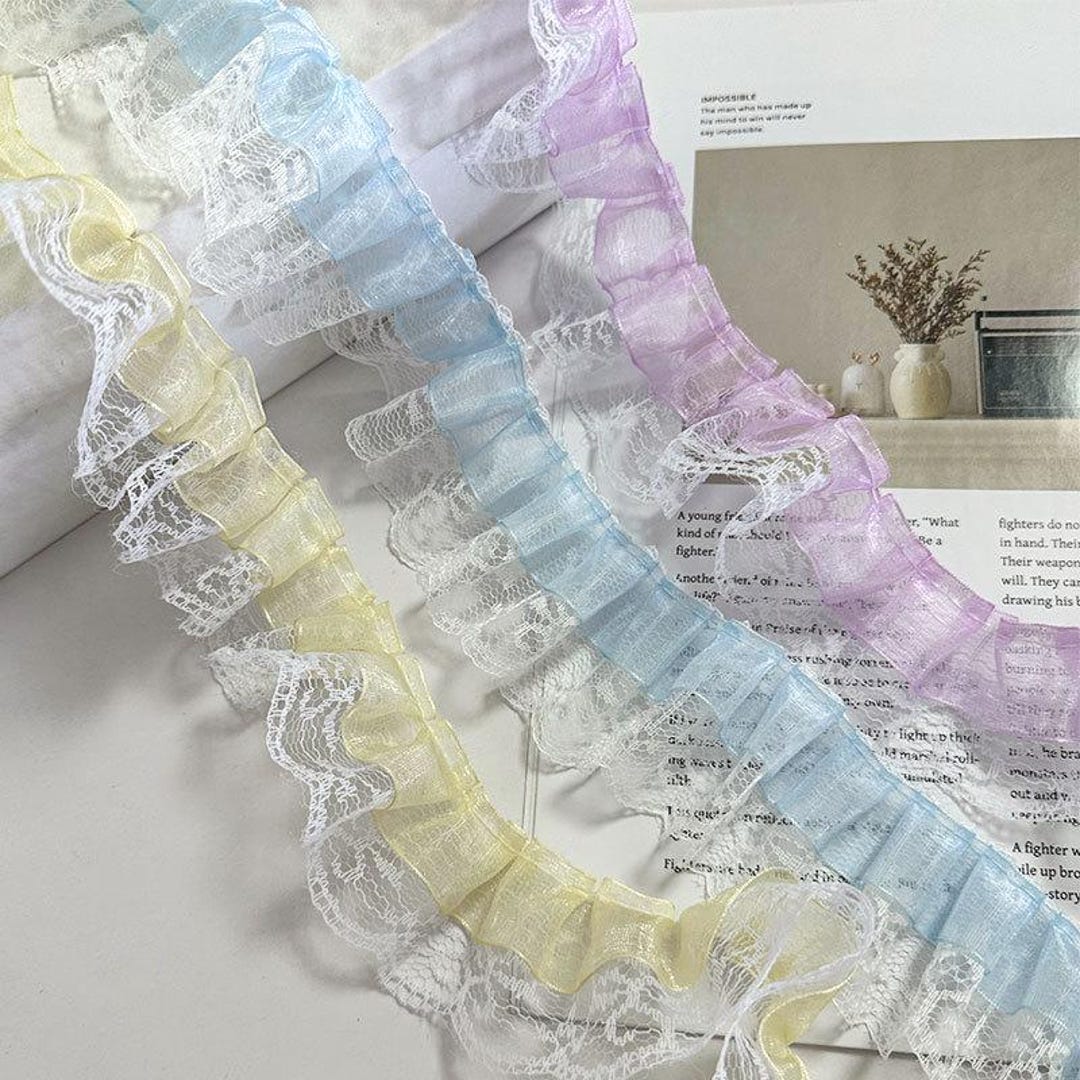 Cute Colorful Ruffle Trim, 2 Layers Lace Trim for Wedding Dress, Skirts ...