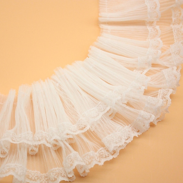 Soft Tulle Ruffle Lace Trim, Fold Mesh Lace Trim for Tutu Dress, Cake Dress, Bridal Dress, Costume Design, 2 Yards