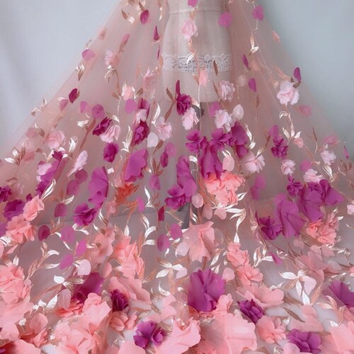 8 Color Luxury 3D Flower Mesh Embroidery Lace Fabric Bridal Etsy