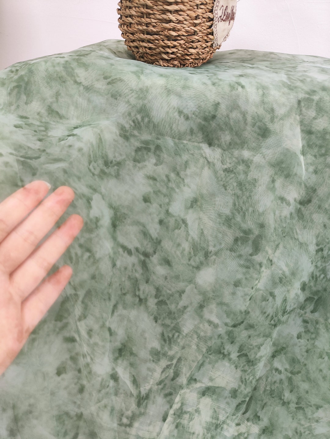 Green Spruce Metallic Organza Fabric main image 1