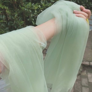 Green Tulle Fabric, 59" Wide Soft Tulle Lace Fabric for Skirts, Tutu, Bridal&Veils, Gowns, Party Decoration Sold By Yard