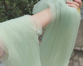Tela de tul verde, tela de encaje de tul suave de 59" de ancho para faldas, tutú, velos nupciales, vestidos, decoración de fiesta Vendido cortado a medida