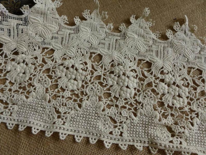 8.54 Wide Beige Cotton Crochet Lace Trim Hollowed | Etsy