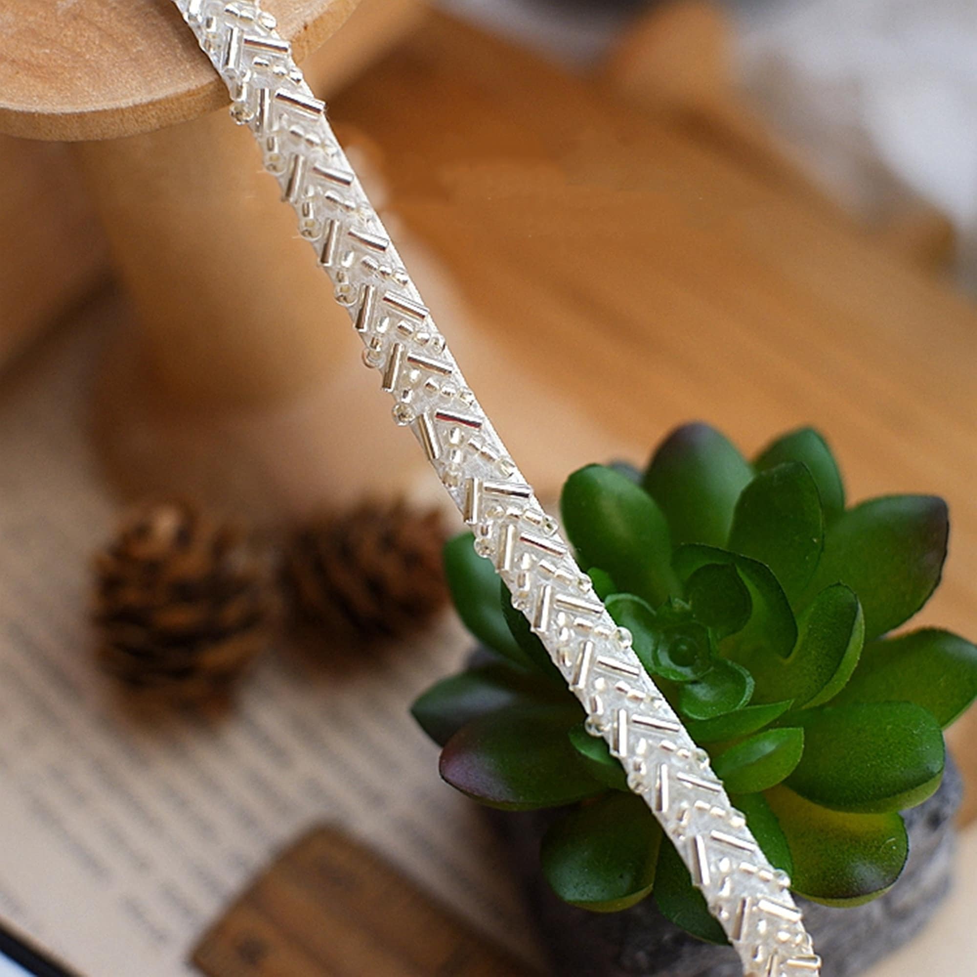 Bridal Beaded Trim, Elegant Bead Lace Trim for Wedding Belt  display picture 2