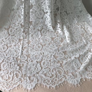 Floral Corded Eyelash Lace Fabric In Ivory Alencon Chantilly Fabric Wedding Dress Fabric By The Yard