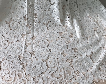 Soft Floral Corded Eyelash Lace Fabric In Ivory Alencon Chantilly Fabric Wedding Dress Fabric By The Yard