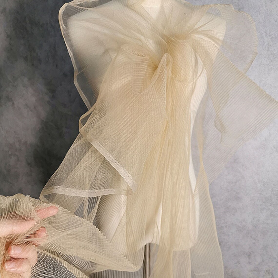 Tinny Stiff Ruffled Lace Fabric Pleated Lace Fabric Tulle Etsy