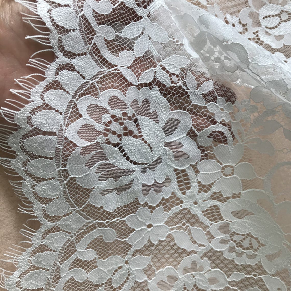 Off White Chantilly Lace Fabric By The Yard Soft Gauze Fabric | Etsy